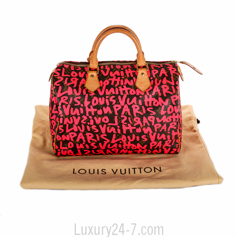 Louis Vuitton Pink Graffiti Speedy 30 Bag | eBay