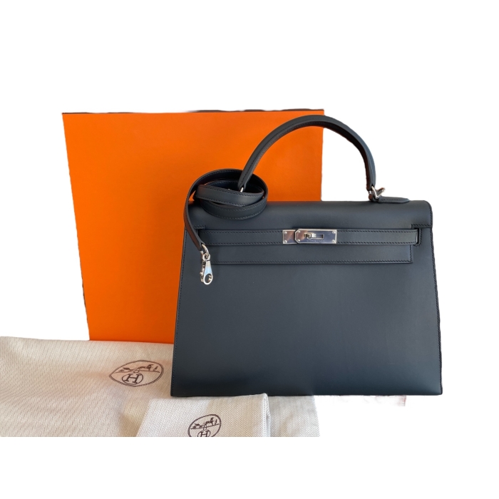 Hermes Bleu Obscur Veau Sombrero Sellier Kelly 32 WPH