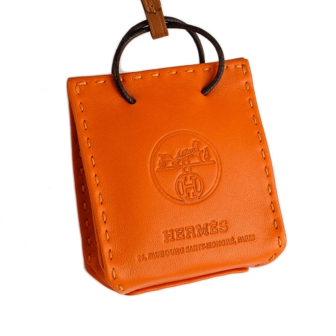 Hermes Orange Shopping Bag Charm