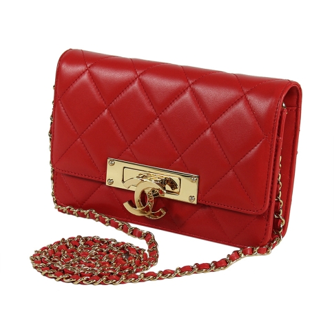 Chanel Red Lambskin Leather Medium Double Flap Bag with Gold