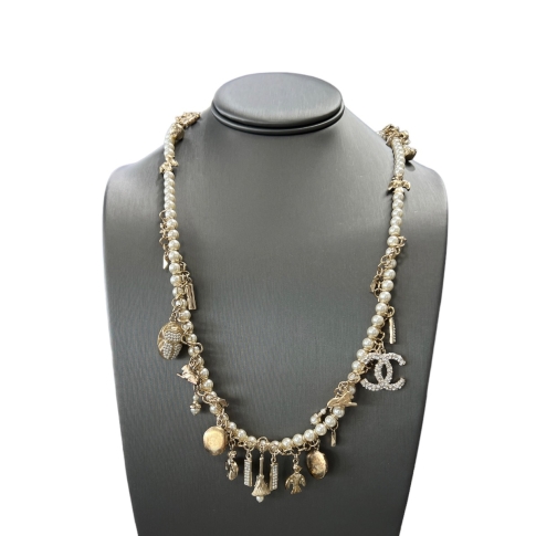 Chanel Charm CC Necklace with Faux Pearls & Crystals at the best price