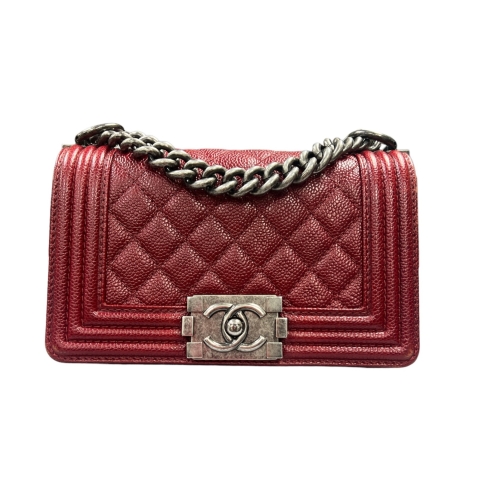 Chanel Burgundy Caviar small boy bag at the best price