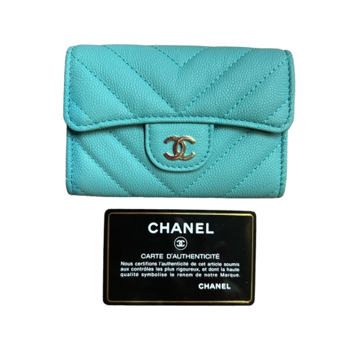 Chanel Quilted Wallet on Chain WOC Tiffany Blue Caviar Light Gold Hard   Coco Approved Studio