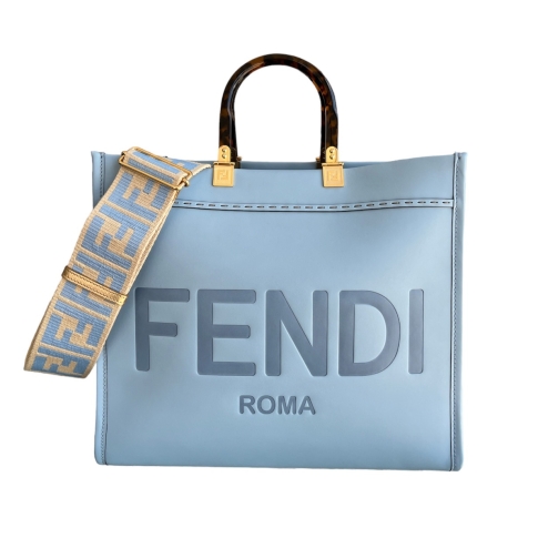 Fendi Azzurro Baby Vitello King Plexiglass Medium Sunshine Shopper Tote at  the best price