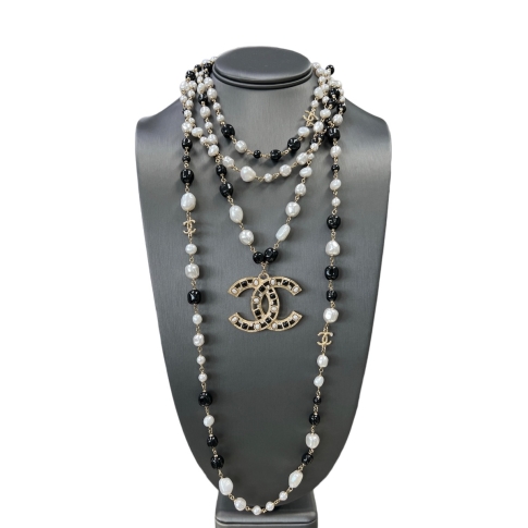 Chanel Multi Strand CC Necklace Crystal Embellished Metal with