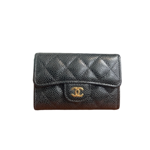 Chanel Black Caviar Snap Card Holder