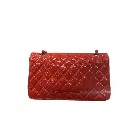 Pristine Chanel Red Patent Valentines Heart Charm Medium Classic Flap Bag  67179 For Sale at 1stDibs