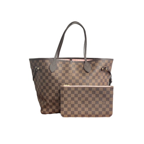 LOUIS VUITTON Neverfull MM Damier Azur Tote Bag Rose Ballerine