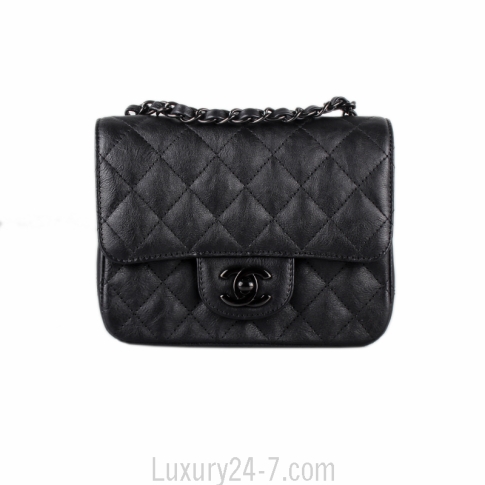 Chanel Crumpled Calfskin Quilted Mini Square So Black Bag at the best price