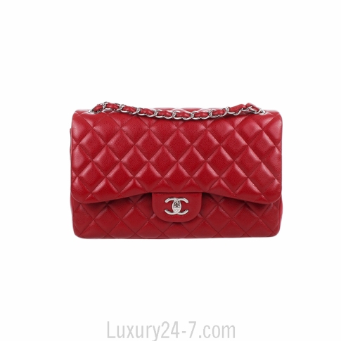 Chanel Red Caviar Classic Jumbo Double Flap Bag