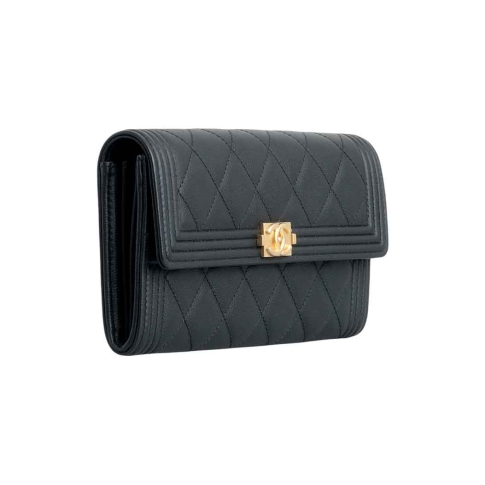 Wallet on chain boy half flap velvet crossbody bag Chanel Black in Velvet -  25777569