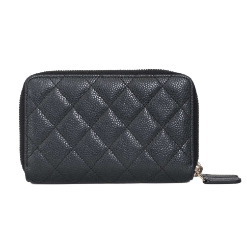 Chanel Quilted CC Double Zip Black Wallet