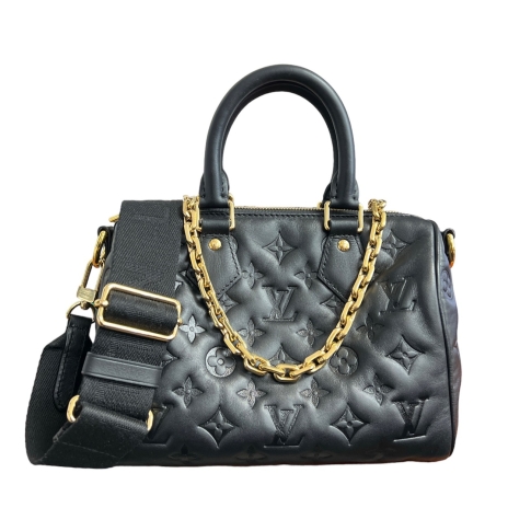 Louis Vuitton Black Empreinte Leather Speedy Bandouliere 22 Bag