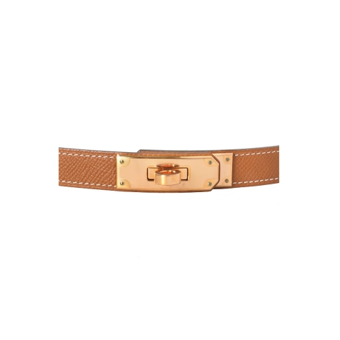 Hermes Kelly 18 Belt Gold/Golden Brown Epsom leather with Rose Gold-plated  buckle