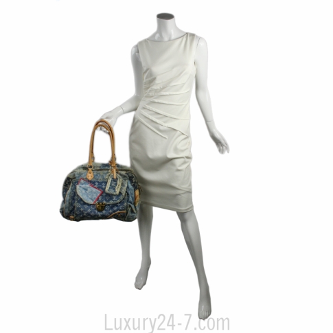Preloved Louis Vuitton Limited Edition Blue Denim Monogram Patchwork Bowly Bag (Kimmie's Bag) CE1037 091323