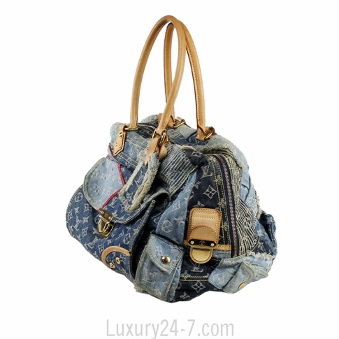 Authentic LOUIS VUITTON Blue Monogram Denim Patchwork Pouchy Bag, Luxury,  Bags & Wallets on Carousell