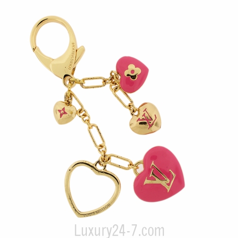 LOUIS VUITTON Coeurs Heart Bag Charm Key Holder Red 249255