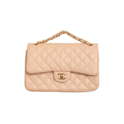 Chanel Nude Quilted Caviar Leather Small Classic Double Flap Bag