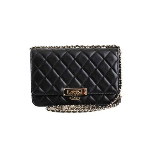 Chanel Black Classic Wallet on a Chain with Small CC Logo the best price