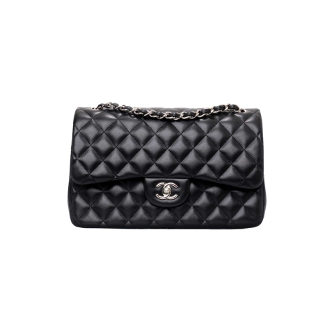 Chanel Black Lambskin Classic Jumbo Double Flap Bag at the best price