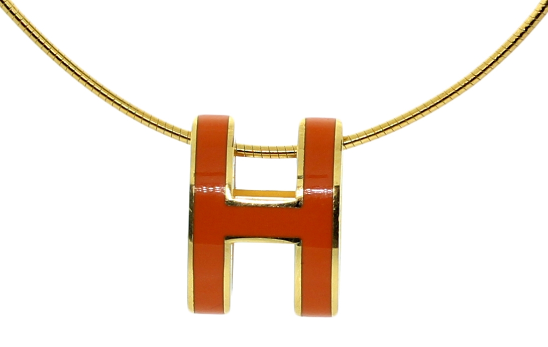 Hermes Pop H Necklace (Orange and Silver) | Rent Hermes jewelry for  $55/month - Join Switch