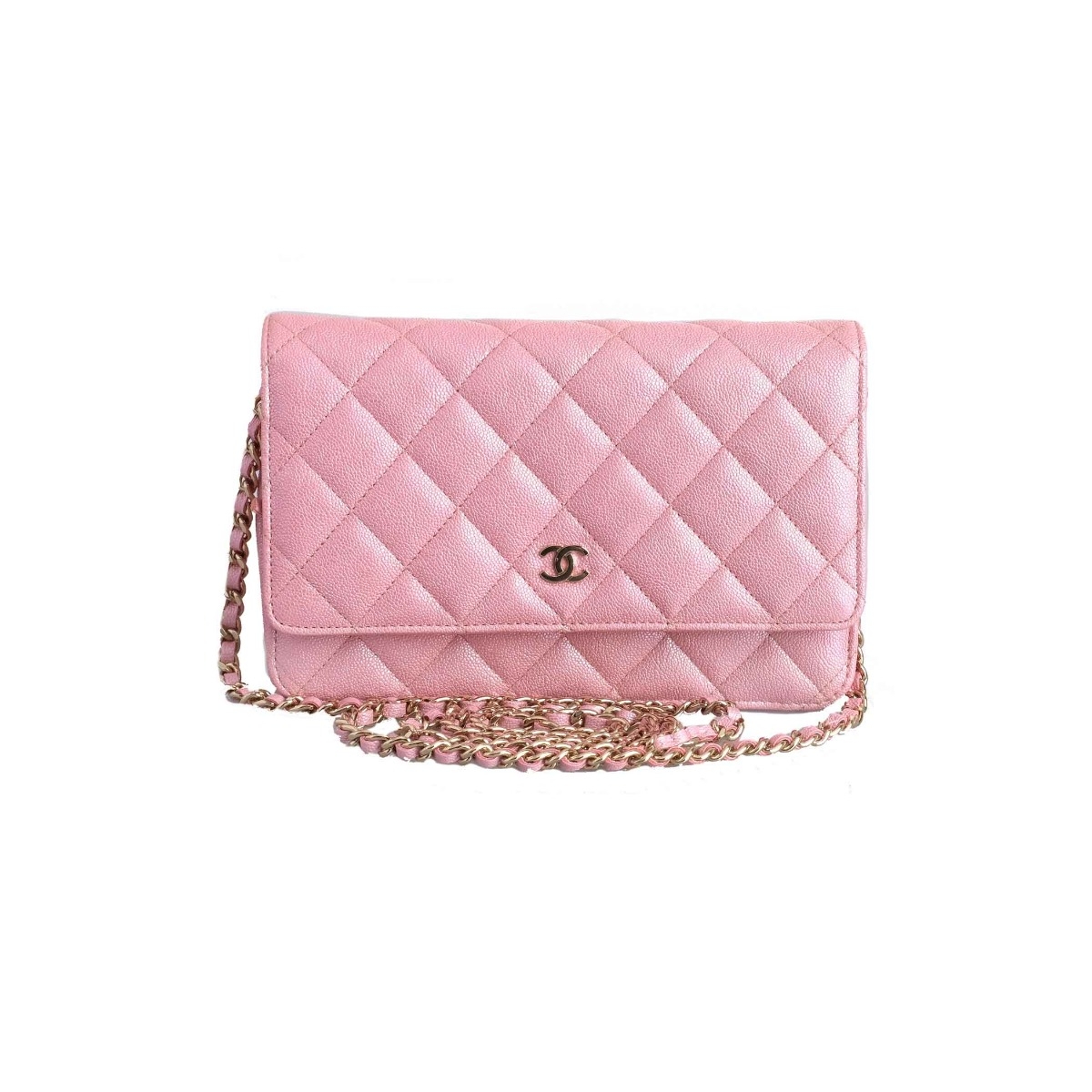 chanel pink wallet on