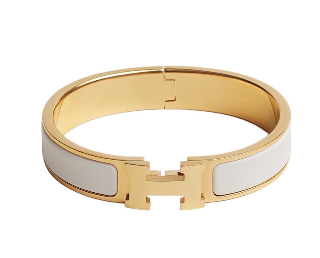 Clic h ceramic bracelet Hermès White in Ceramic - 36073508