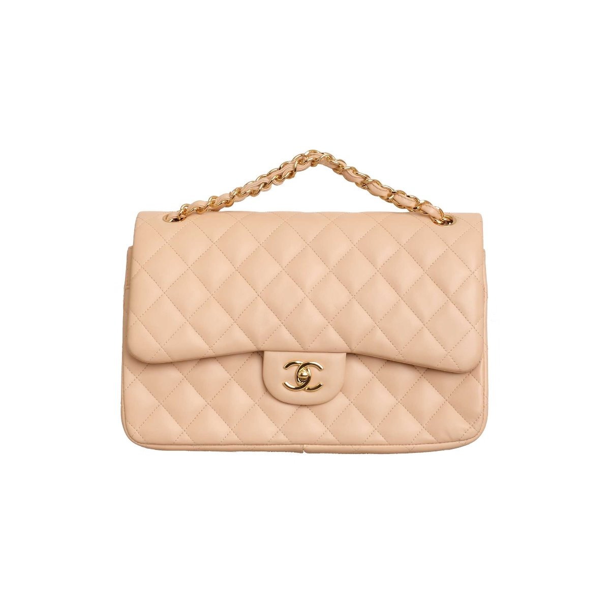 Chanel Nude Lambskin Jumbo Double Flap Bag