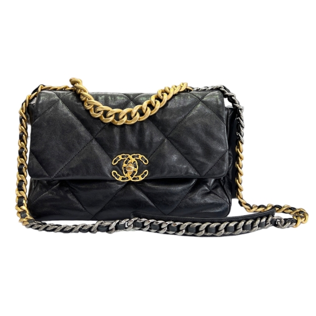 Chanel Black Lambskin Large Chanel 19 Bag