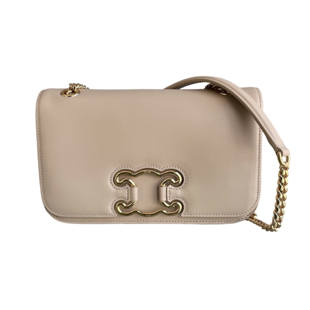 Celine Beige Calfskin Triomphe Frame Bag