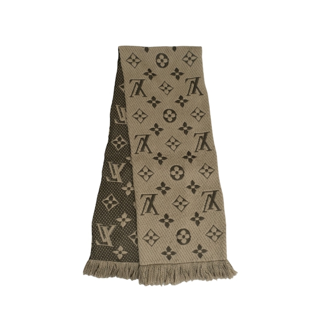 Louis Vuitton Grey Wool/Silk Logomania Scarf 
