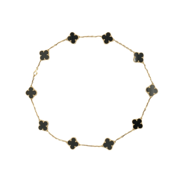 Van Cleef & Arpels Onyx Vintage Alhambra necklace, 10 motifs