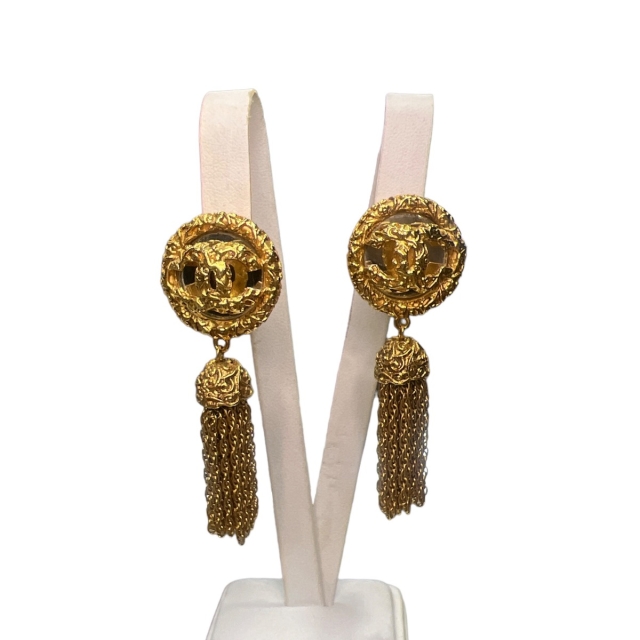 Chanel Vintage Coco Gold Plated Tassel Earrings Mark 93'
