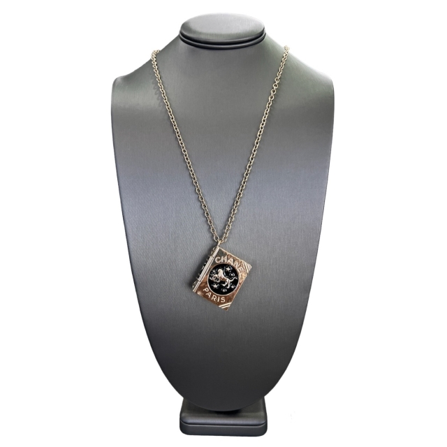 Chanel 2022 Enamel Book Locket Pendant Necklace