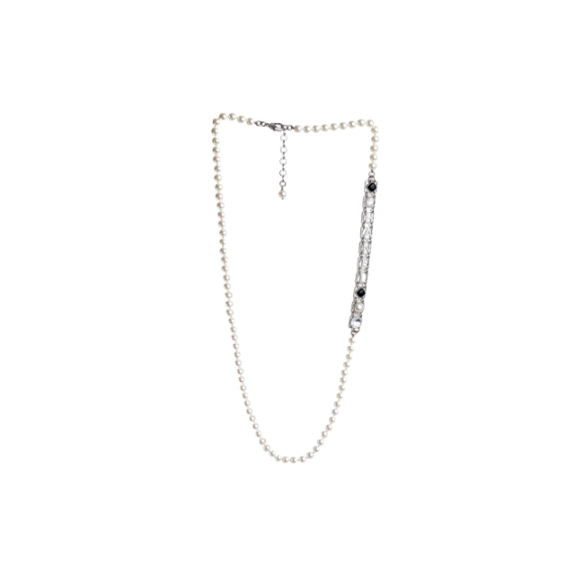 Chanel Faux Pearl & Resin Necklace Fall/Spring 2021 Collection with Faux Diamond Chanel Lettering