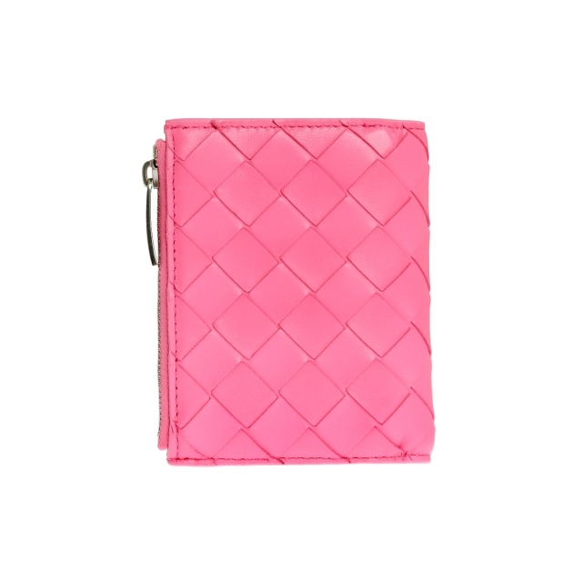 Bottega Veneta Pink Intrecciato Bi-Fold Zipped wallet