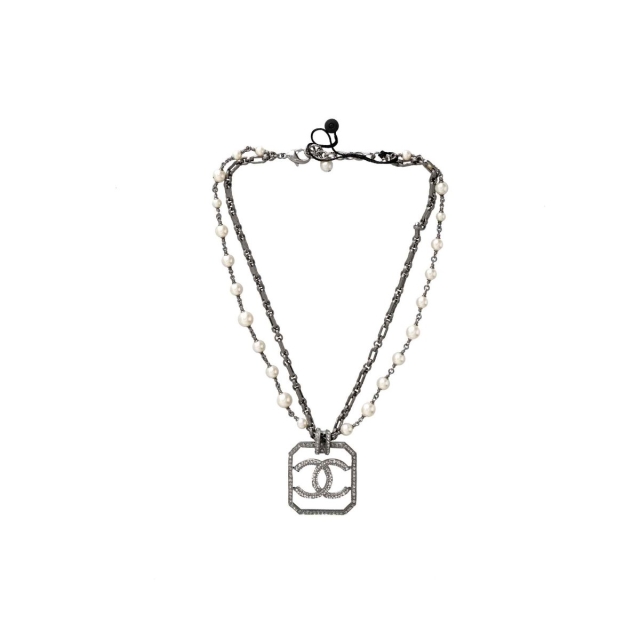 Chanel Pendant Perfume CC Faux Pearl Multistrand Necklace
