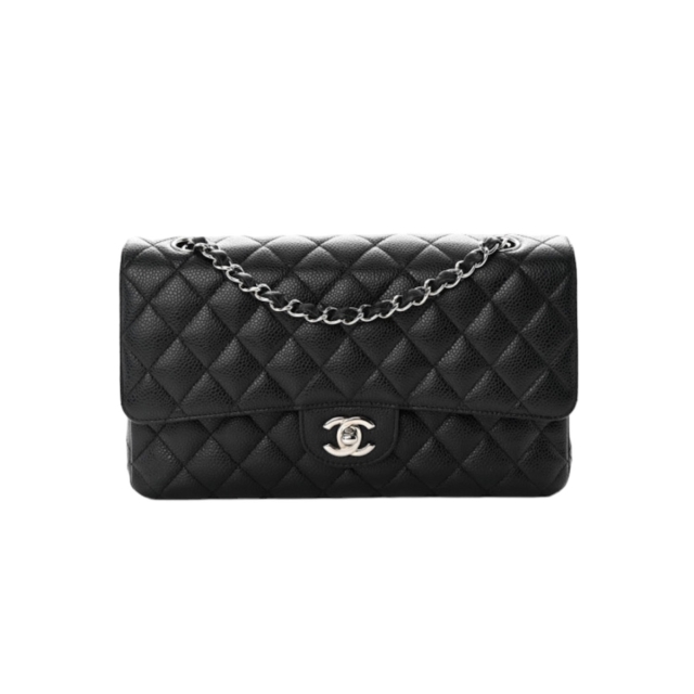Chanel Black Caviar Medium Double Flap Shoulder Bag WSH