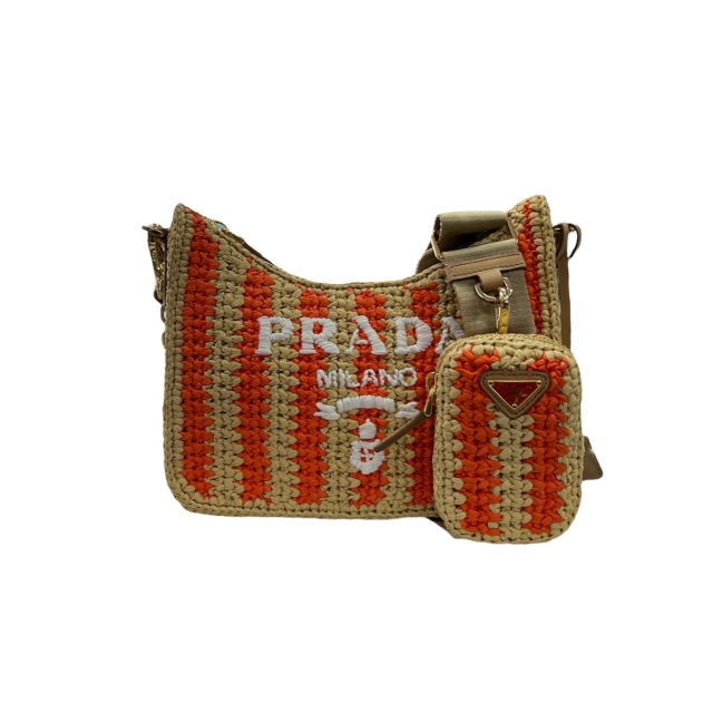 Prada Tan/Orange  Re-Edition 2005 Raffia Bag