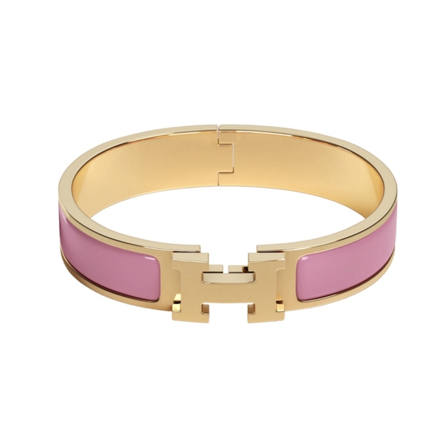 Hermès rose cendré Clic H Enamel Bracelet