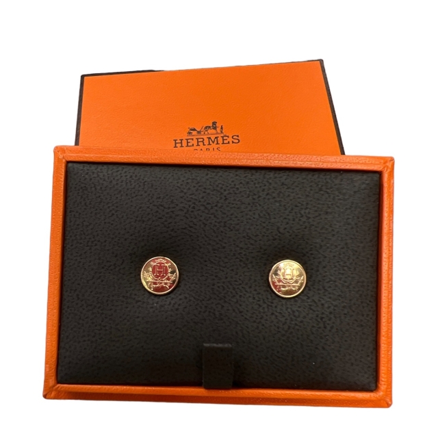 Hermes Rose Gold  Ex-Libris small model earrings