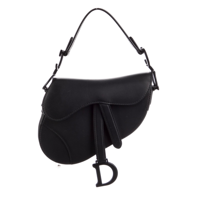 Dior Ultramatte Black Calfskin Mini Saddle Bag