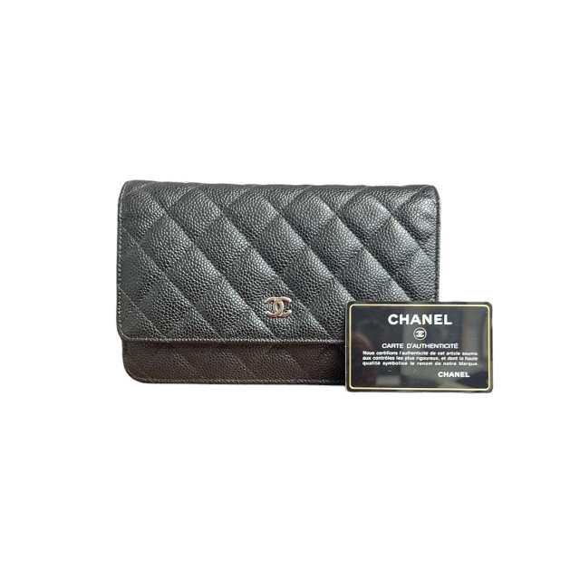 Chanel Black Caviar Leather Classic Wallet on Chain 