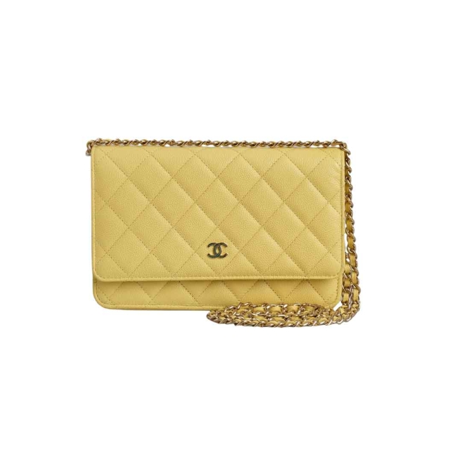 Chanel Yellow Classic Wallet on Chain 