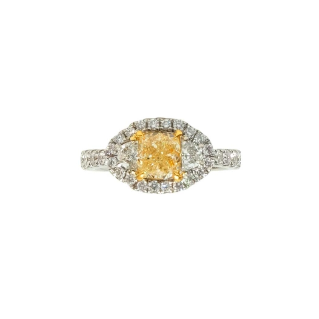 EGL 1ct Fancy Yellow VVS2 Diamond 18K Ring