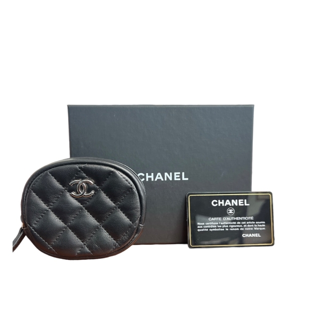 Chanel Black Quilted  Lambskin Coin Pouch