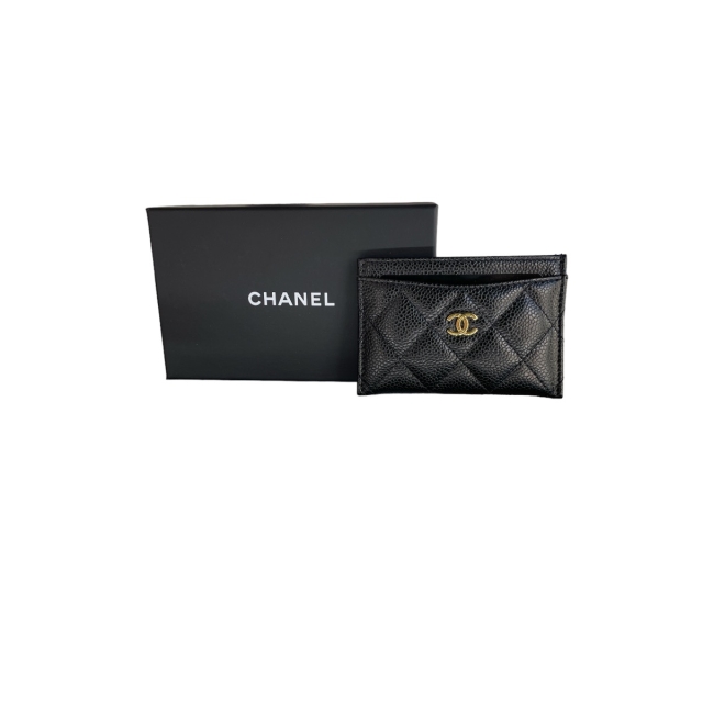 Chanel Black Caviar Leather Card Holder WGH