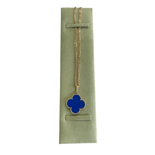 Van Cleef & Arpels Blue Agate Single Motif  Magic Alhambra Long Necklace