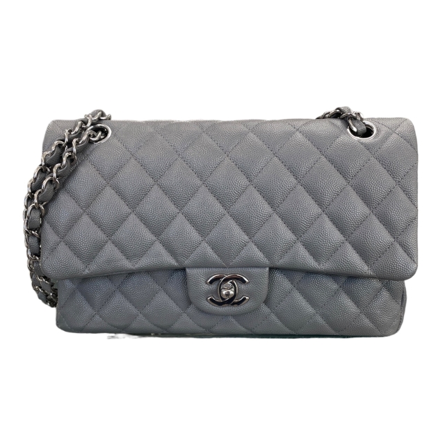 Chanel Gray Caviar Medium Double Flap Bag