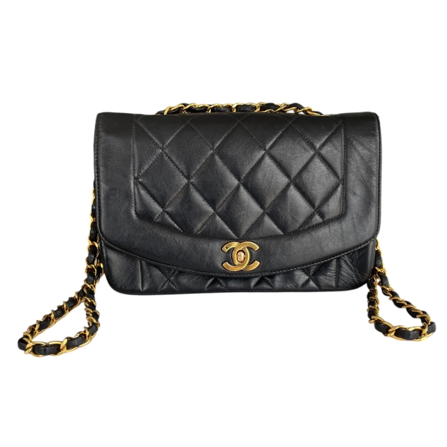 Chanel Black Lambskin Diana Single Flap Bag